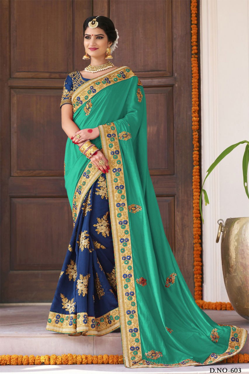 404 SBP Embroidery Double Colour Sarees Silk Catalog